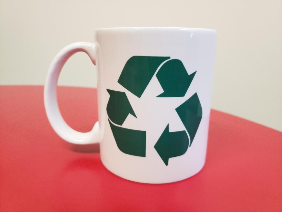 Reduce reuse recycle coffee mug