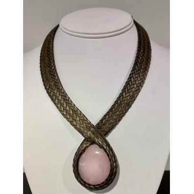 Rose Quartz Collar Necklace by Kathy Gelfand