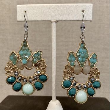 Green Beaded Earrings by Kathy Gelfand