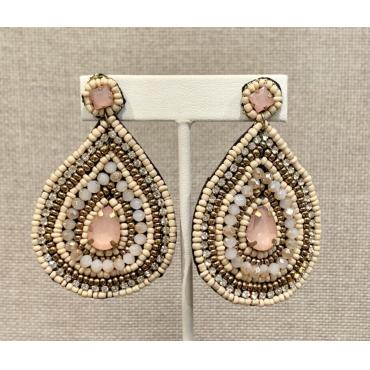 Pink Beaded Earrings by Kathy Gelfand