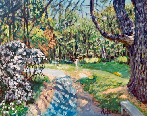 AndrewNiemi_“On the Path, Cathedral of the Pines”, 16x20”, acrylic on canvas