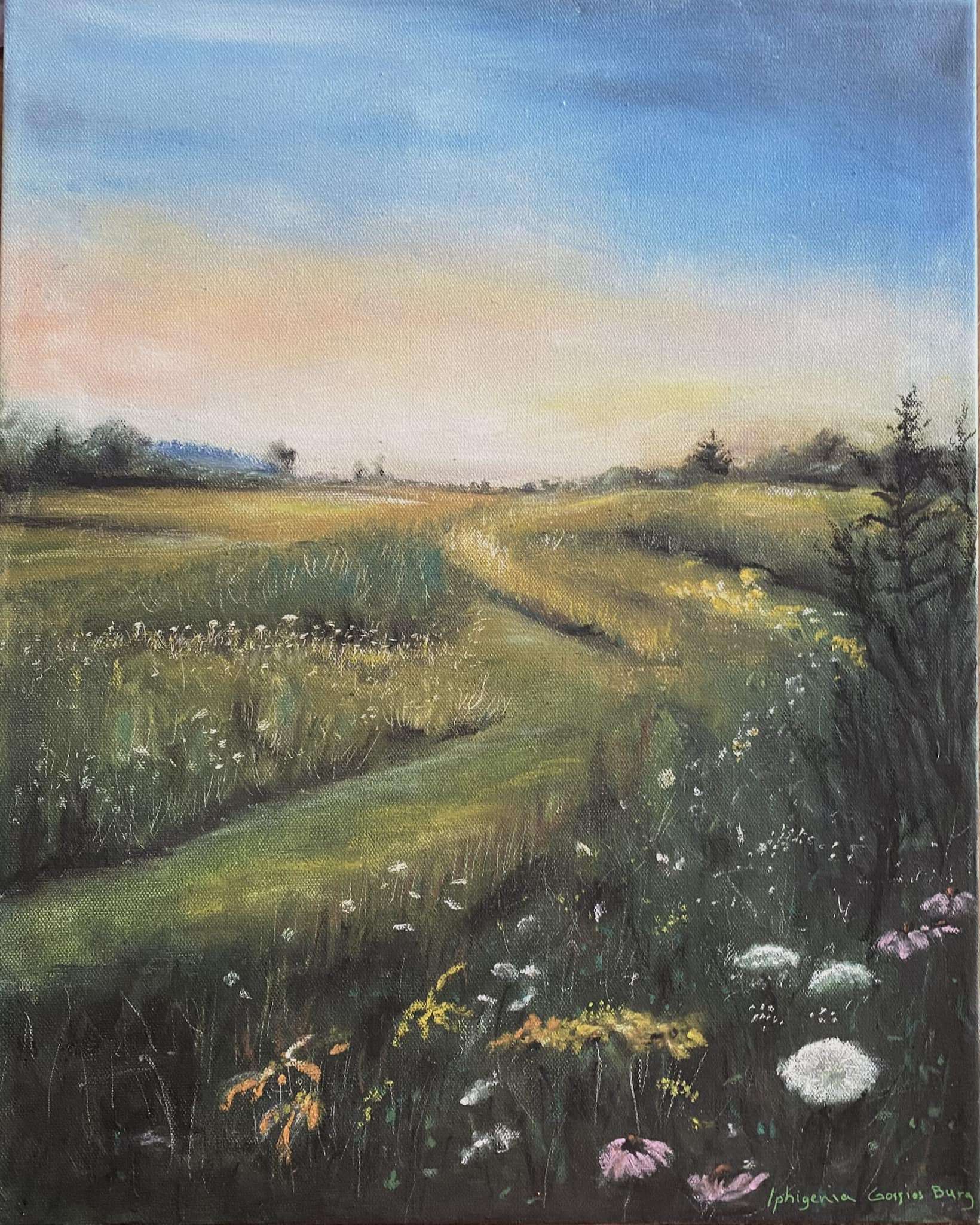 Iphigenia Gossios Burg_Wildlife Sanctuary_OilStickMixedMedia On Canvas_16x20