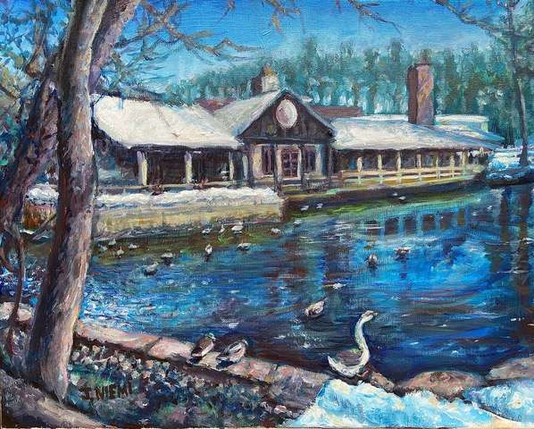 Jonathan Niemi_Gander at the Old Mill, Acrylic on linen, 16” x 20”