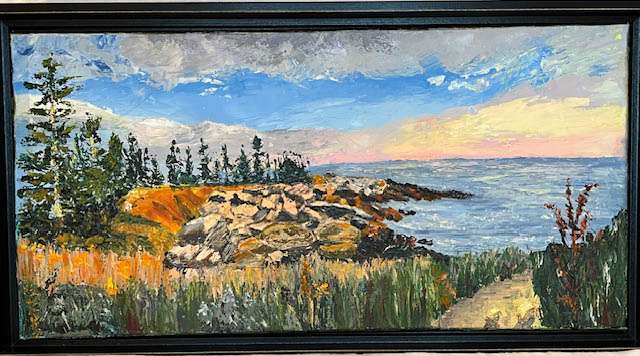 Pemaquid Maine. Oil on canvas. 24x12 framed 25.5x13.5 inches