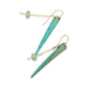 Turquoise Colored Point Earrings with Quartz by Ayala Naphtali