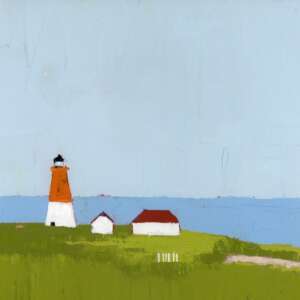 Three in a Row by Ruth LaGue, a 10 by 10" acrylic painting.