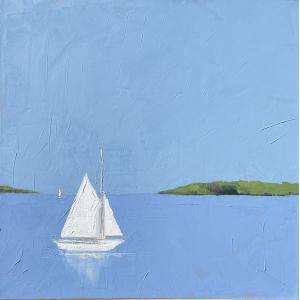 Sail Boat by Ruth LaGue, a 30 by 30" acrylic painting.