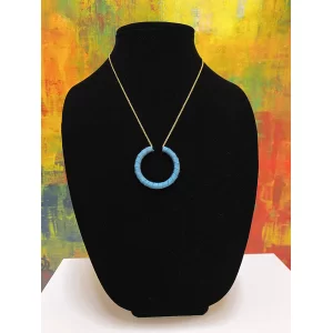 Blue Silk on Gold Plate Chain