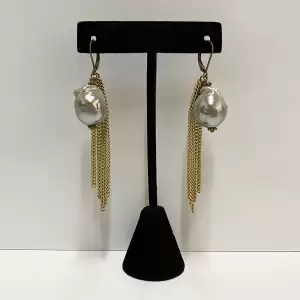 Freshwater
  Pearl and Chain Earrings by Kathy Gelfand.