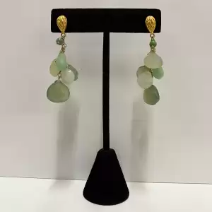 Green
  Aventurine Chalcedony Stones on 18K Gold Plated Post Earrings by Kathy
  Gelfand.