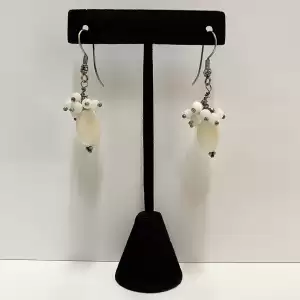 Sterling
  Silver White Jade Earrings by Kathy Gelfand.