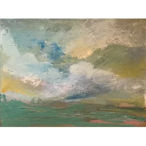 In the
  Distance by Kellie Weeks, an 11 by 14 inch oil and cold wax painting.