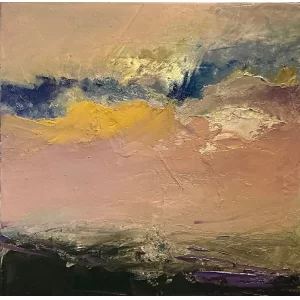Pink Sky by
  Kellie Weeks, a 10 by 10 inch oil and cold wax painting.