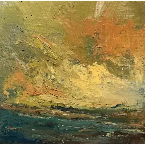 Sunny Days by
  Kellie Weeks, a 12 by 12 inch oil and cold wax painting.